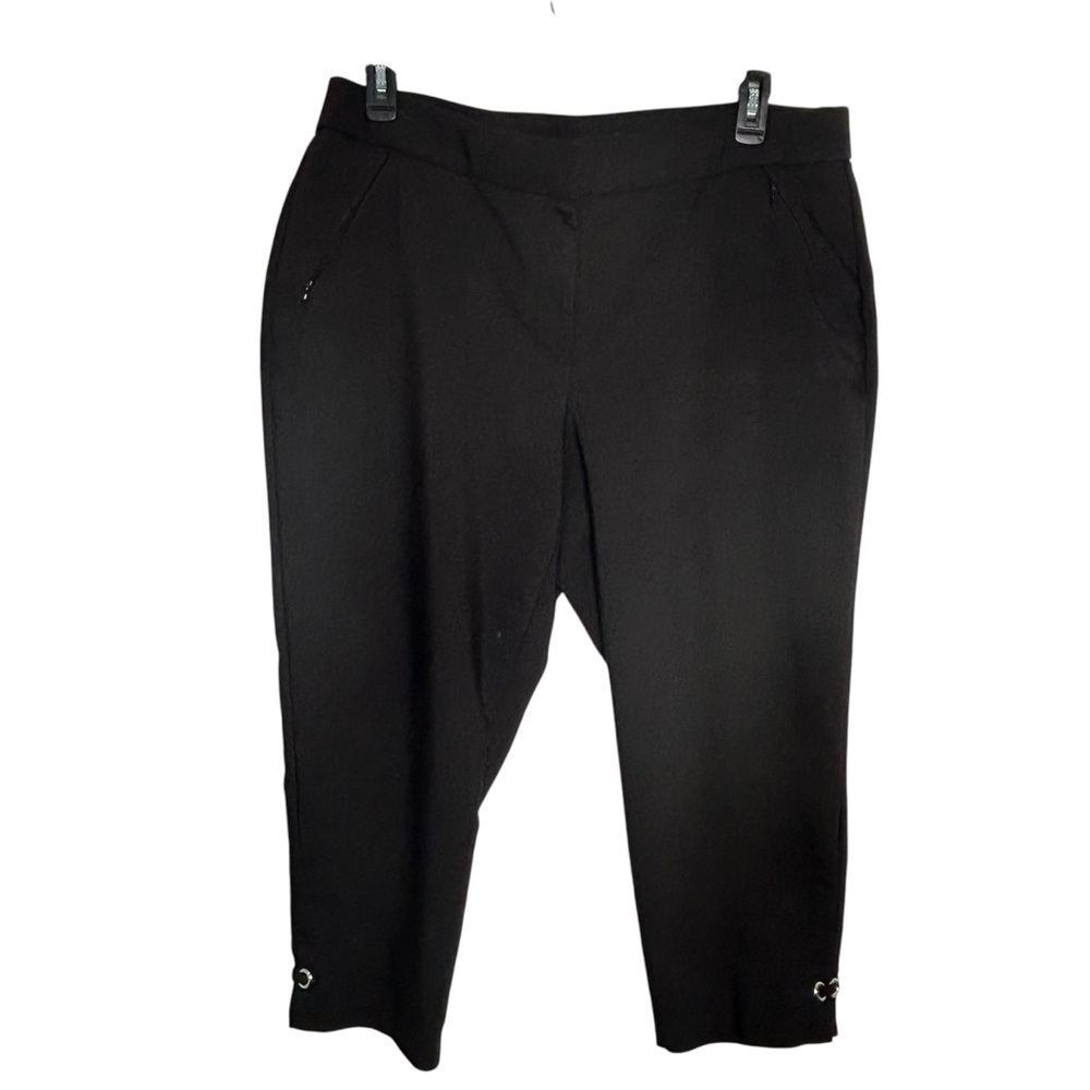 Rafaella Curvy Black Ankle Pants Silver Ankle Grommets NWOT